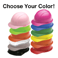 Choose Your Color: White, Yellow, Lime, Orange, Red, Pink, Blue, Black Hard Hat
